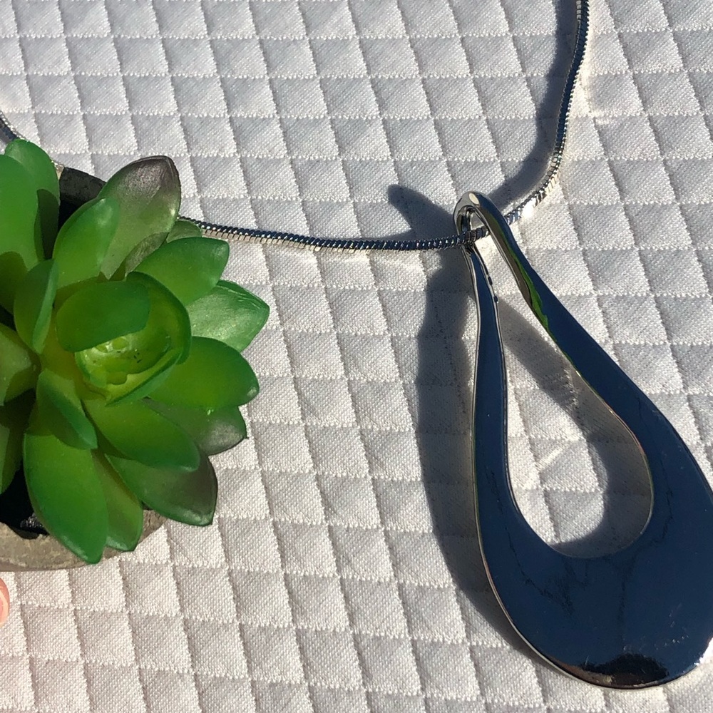 Silver Colored Statement Piece Necklace - image 1